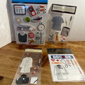 4 piece doctor nurse fitnes stickers, new,